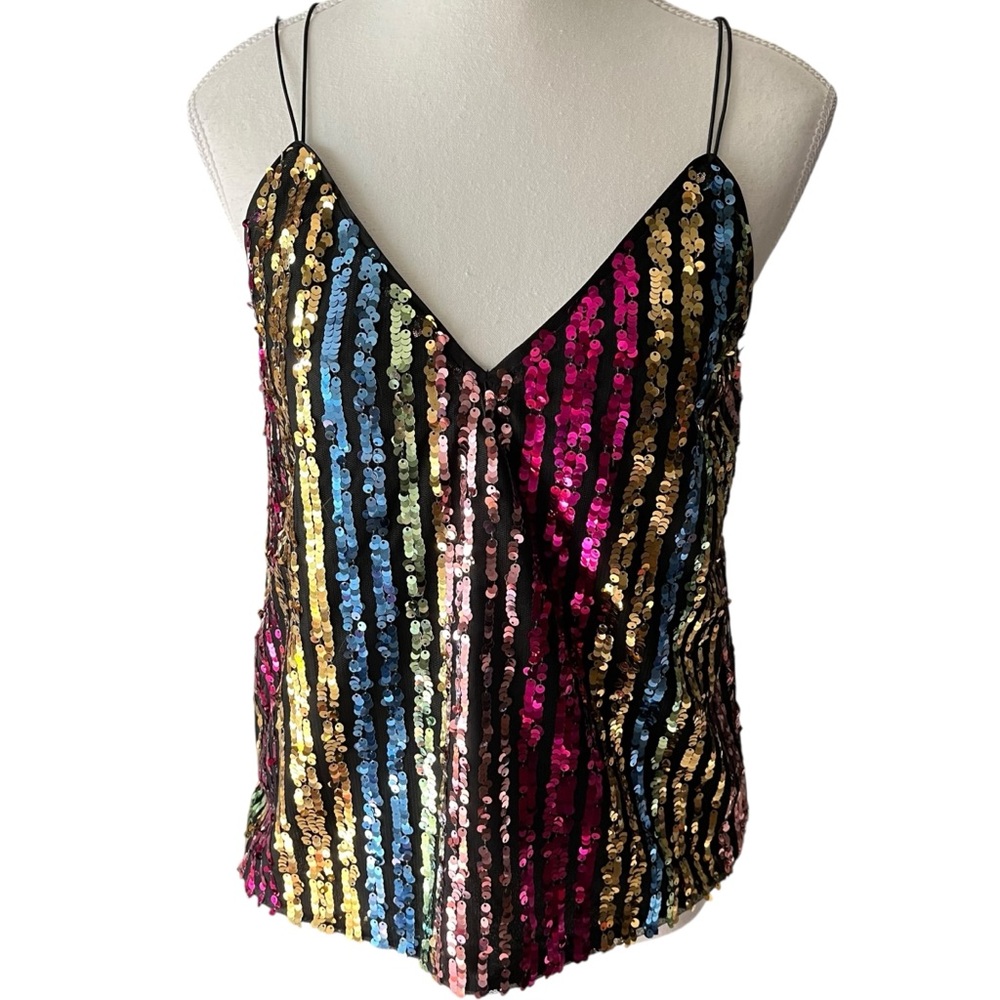 ASOS Multicolor Sequin Camisole Top Party Colorful Going Out Size 4